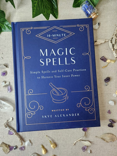 10 Minute Spell Book, Blue in colour with crystals chips sourrounding it