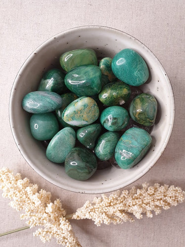 African Jade Tumble Stones in a bowl