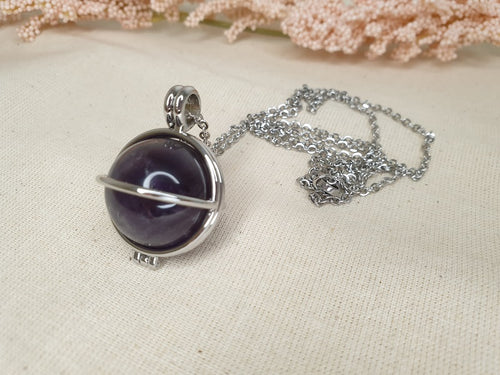 Amethyst Sphere Necklace with Chain