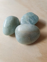 Load image into Gallery viewer, 3 Aquamarine Tumble Stones
