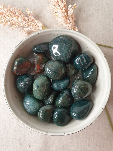 Bloodstone Tumble Stones in a bowl