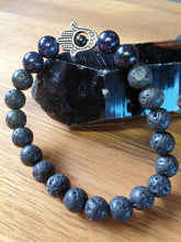 Load image into Gallery viewer, Blue Goldstone Lava Bracelet on Quartz
