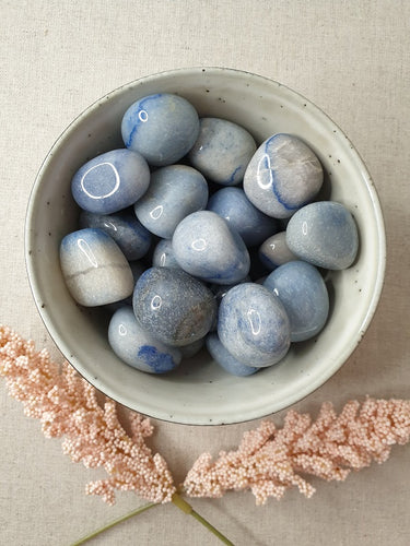 Blue Quartz Tumble Stones in bowl