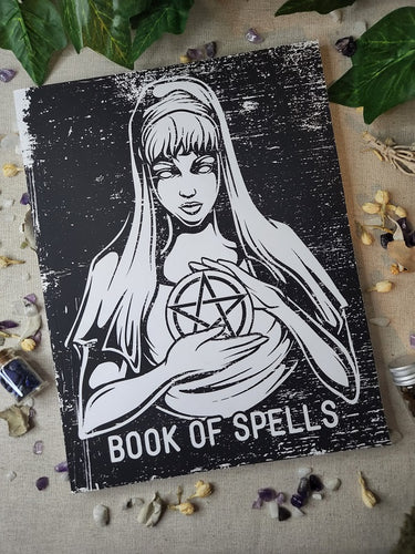 Book of Spells with Crystal Chips and Flowers