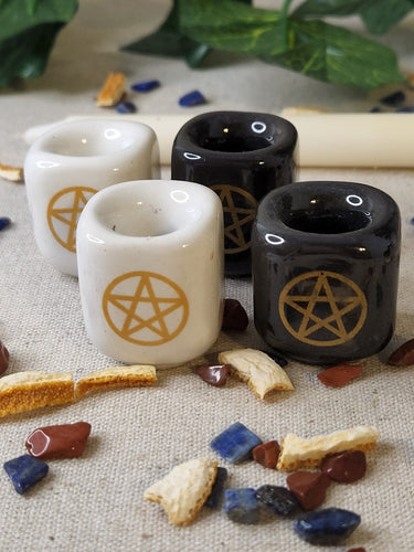 Ceramic Candle Holder with Crystals and Herbs