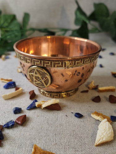 5cm Copper Altar Bowl with Crystals and Herbs