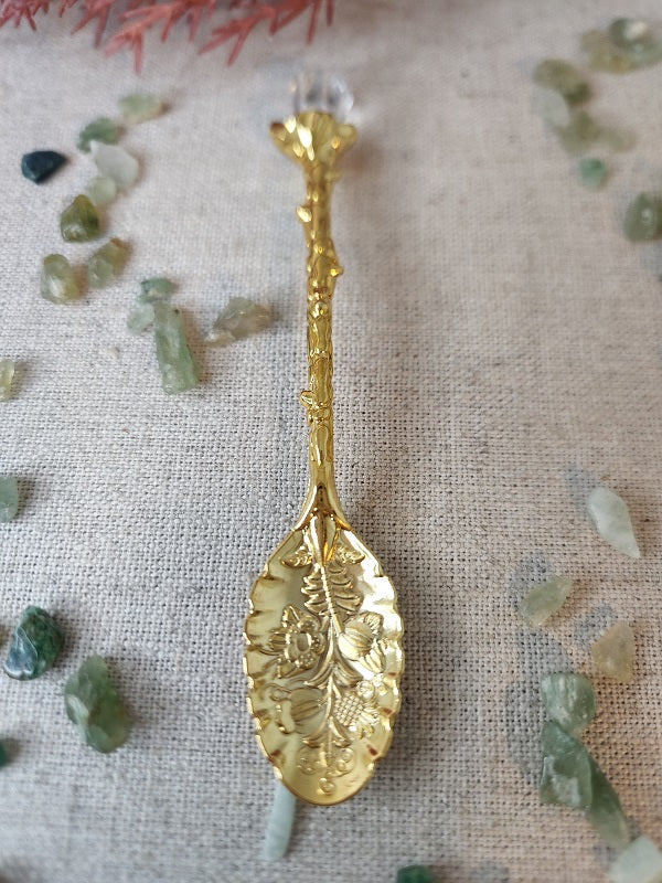 Gold Metals Spoons with Crystal End