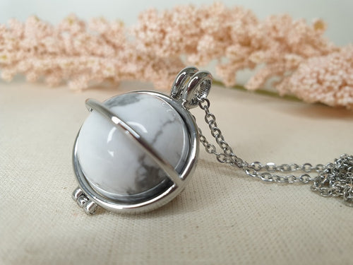 Howlite Sphere Necklace with Chain