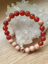 Load image into Gallery viewer, Carnelian and Rosewood Bracelet on Quartz
