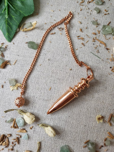 Bullet Copper Pendulum with Crystals and Herbs
