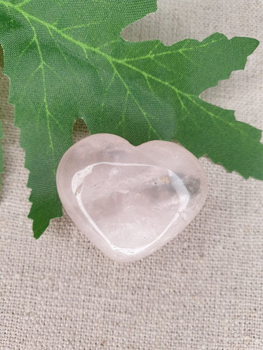 Rose Quartz Heart on Leaf
