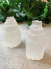 Load image into Gallery viewer, Selenite Towers 5cm near greenery
