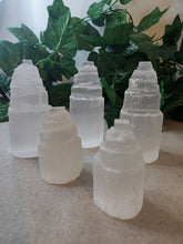Load image into Gallery viewer, Selenite Towers 5 and 10cm near greenery

